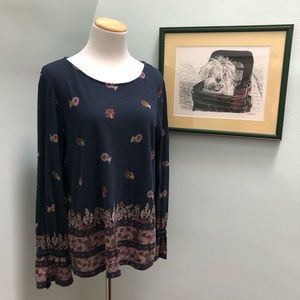 Lucky Brand Long-Sleeve Tee with Tied Sleeve Cuffs